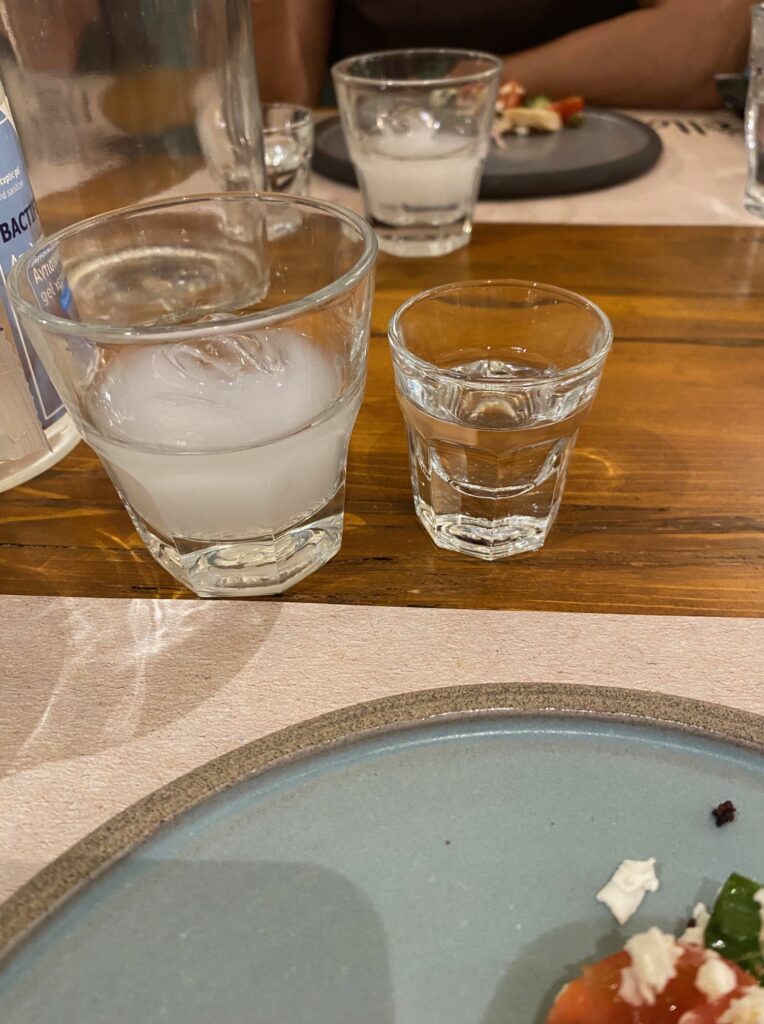 Glass of Ouzo and Tsipouro