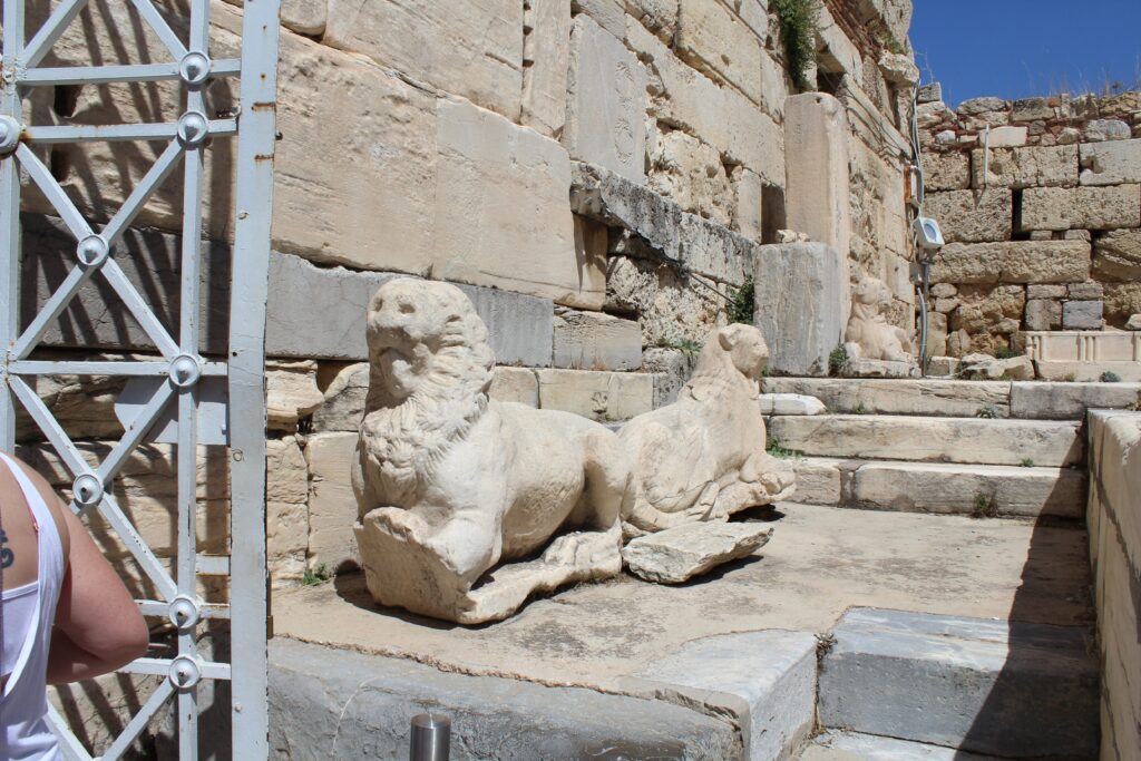 old stone lion statues