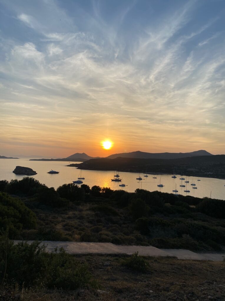 sunsetting over the ocean